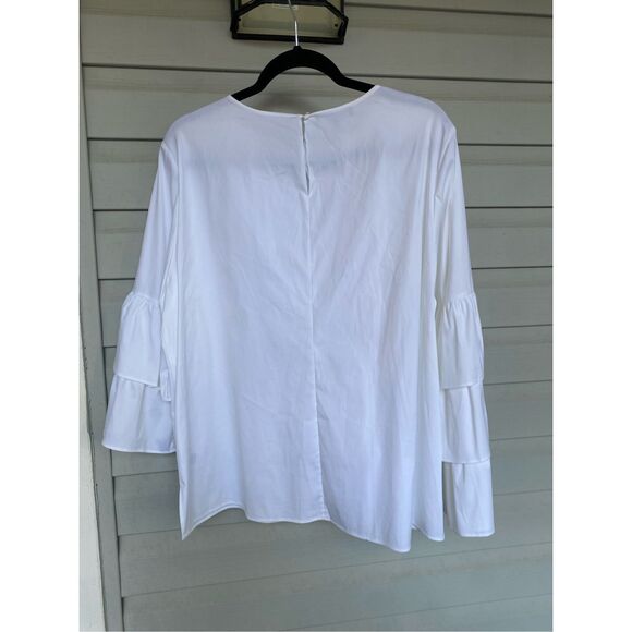 Lafayette 148 New York NWT Revina Ruffle Poplin White Blouse, Sz XL, MP $348 - Picture 4 of 8